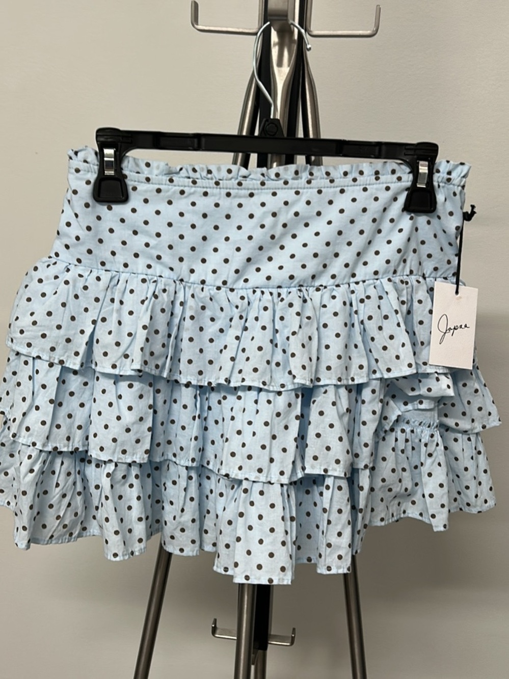 NWT Japna Light Blue Polka Dot Tiered Ruffle Skort